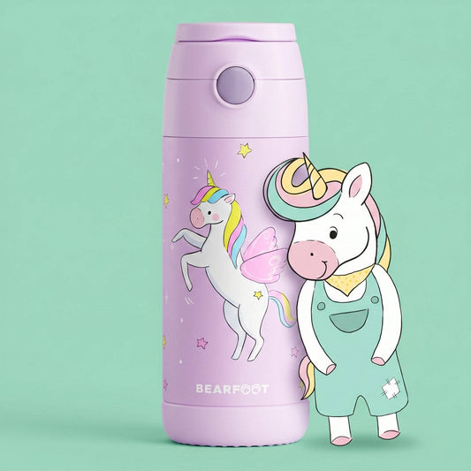 Thermo Kinder Trinkflasche Edelstahl - Einhorn lila BEARFOOT NATURKINDCHEN