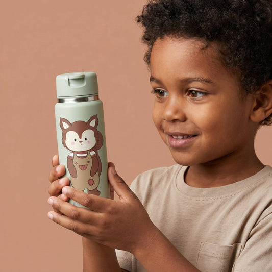 TINY Thermo Kinder Trinkflasche Edelstahl - Eichhörnchen BEARFOOT NATURKINDCHEN