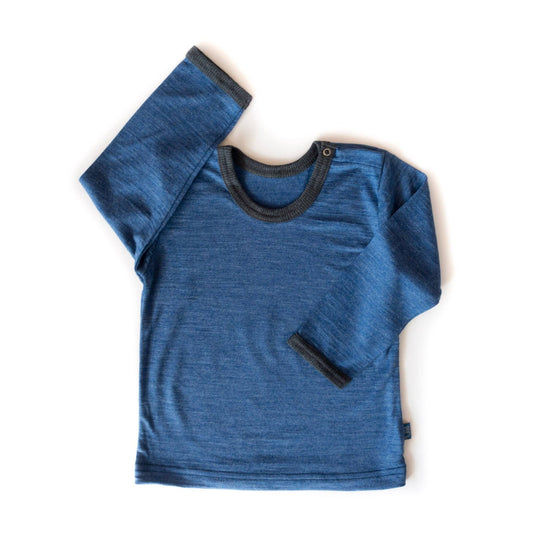 Shirt royal blau, Merinowolle & Seide (bio/GOTS): 98-104 Glückskind NATURKINDCHEN