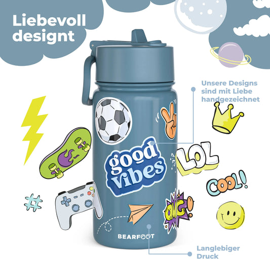 Thermo Kinder Trinkflasche Edelstahl - Sticker lila BEARFOOT NATURKINDCHEN
