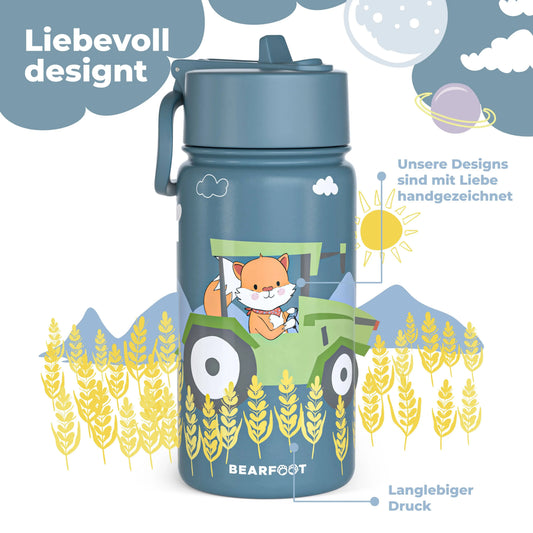 Thermo Kinder Trinkflasche Edelstahl - Traktor BEARFOOT NATURKINDCHEN