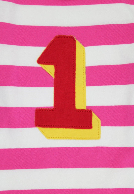 Bio One Applikation Pink Gestreiftes Langarmshirt: 1-2 Jahre/ 92 cm Toby Tiger GmbH NATURKINDCHEN