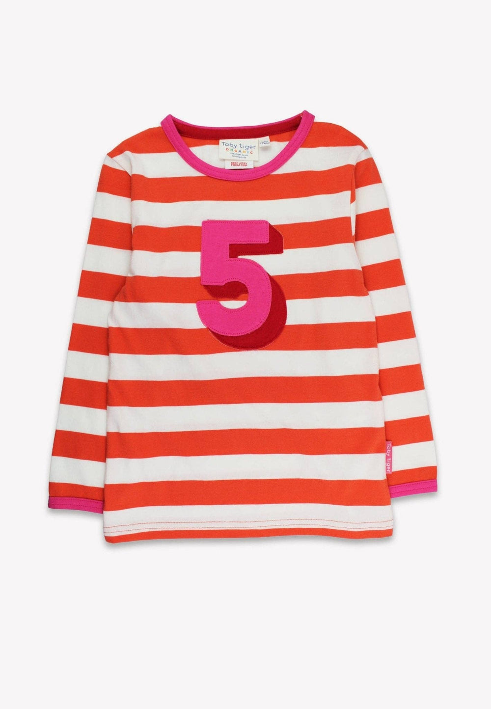 Bio-Fünf-Applikation Orange gestreiftes Langarmshirt: 56 J /116 cm Toby Tiger GmbH      NATURKINDCHEN