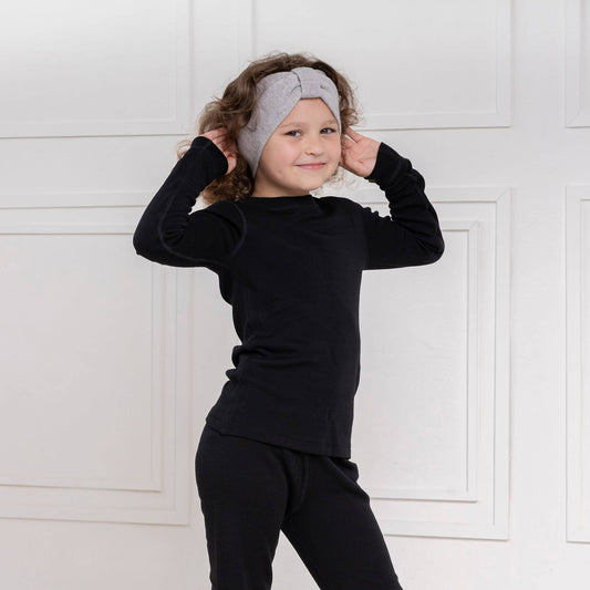 Strickstirnband für Kinder mit Band aus Merino und Cashmere: Helles Grau / 3-7 Jahre menique      NATURKINDCHEN