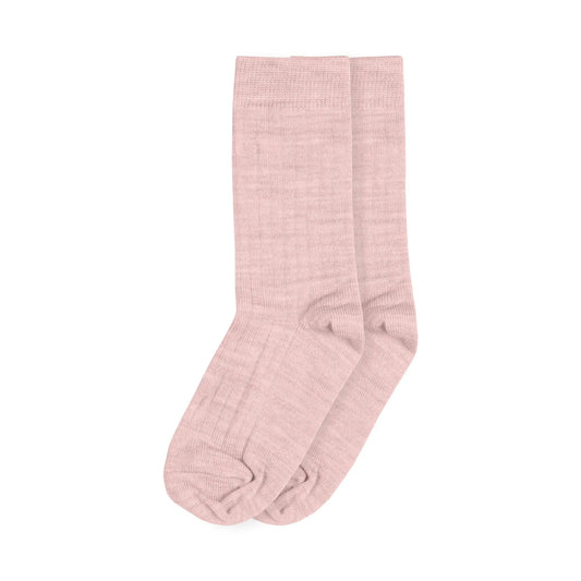 Gerippte Rundsocken aus Merinowolle für Kinder: Rosa / 4-6Y menique