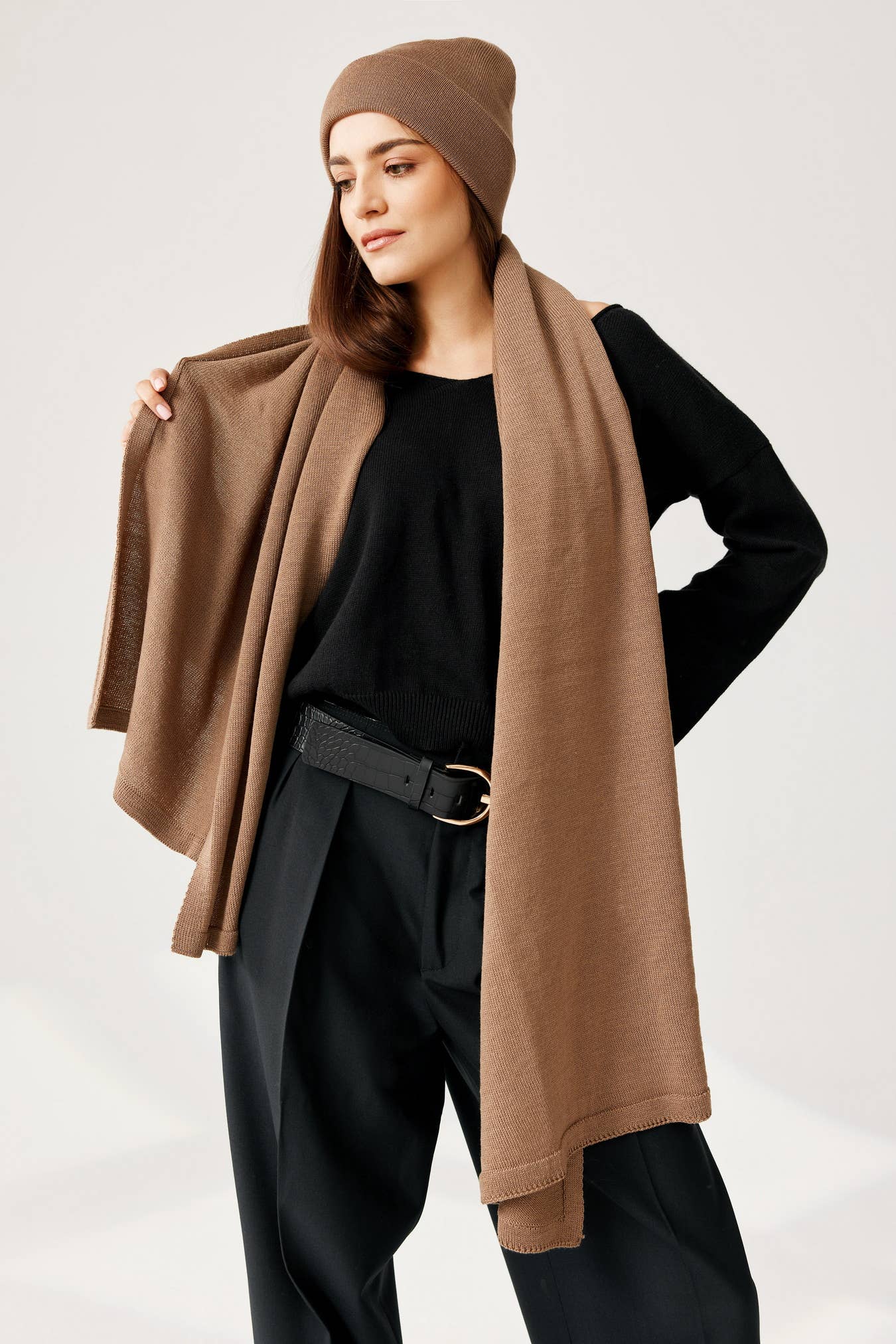 Schal Penelope 100% Merinowolle 170x60cm - 4 Farben!: Taupe Ander      NATURKINDCHEN