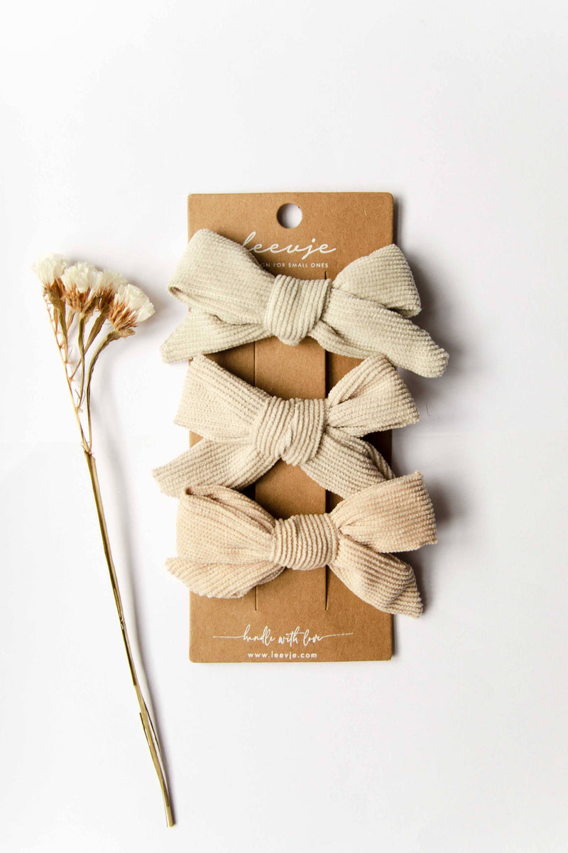 Haarspangen 'Corduroy Bows Trio' Leevje      NATURKINDCHEN