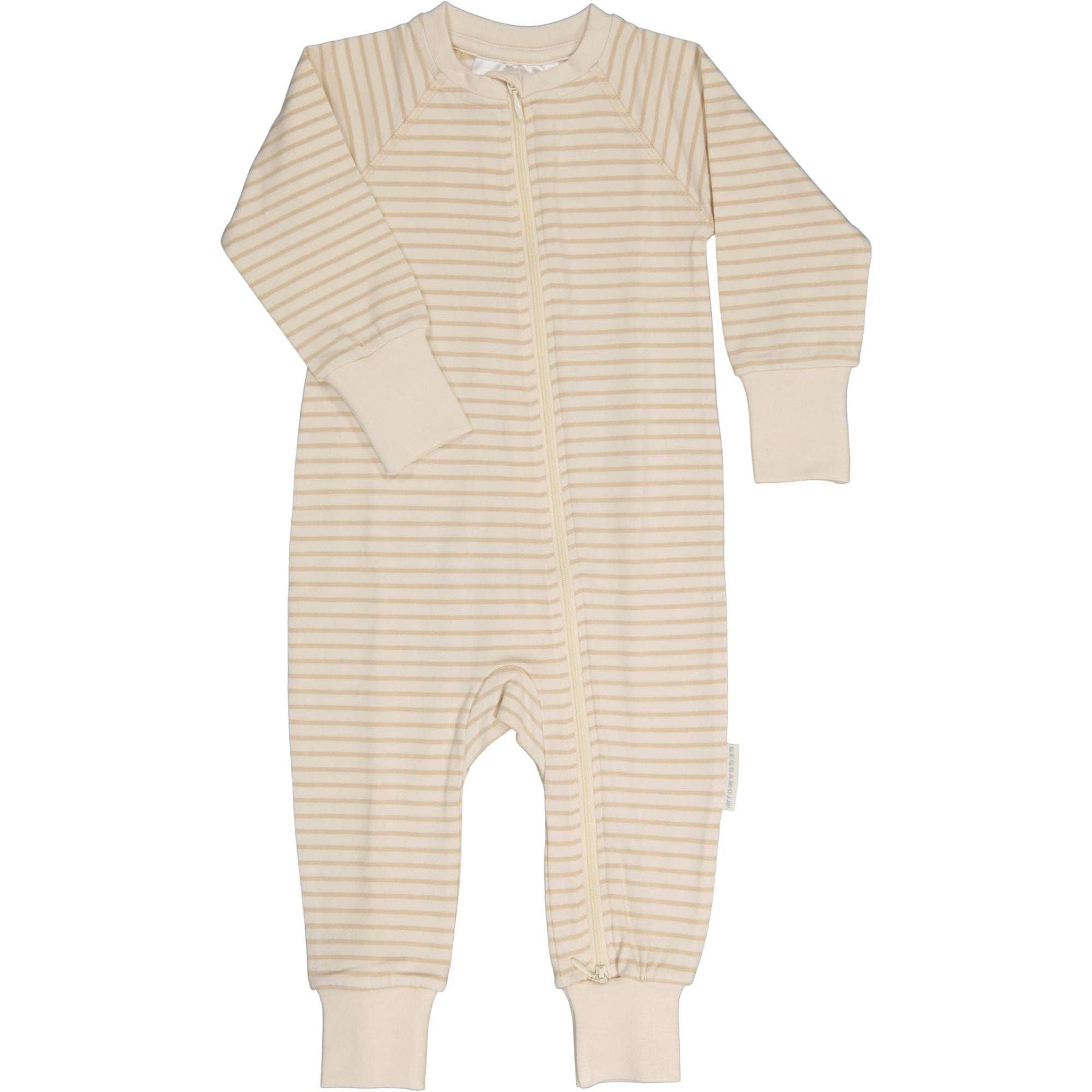 Pyjama mit 2‑Wege‑Reißverschluss Bambu Classic Weiß/Beige: 62/68 Geggamoja      NATURKINDCHEN