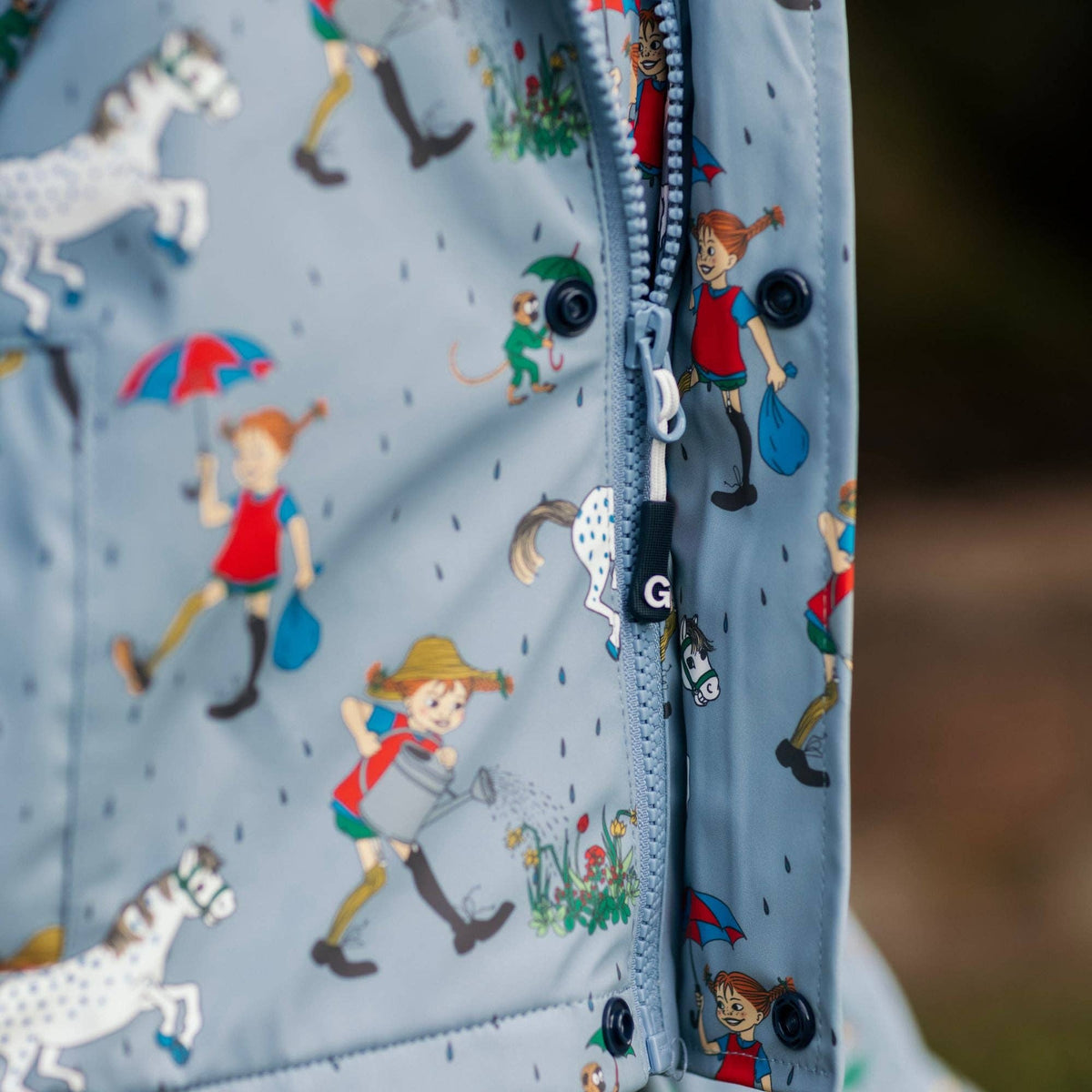 Regenset fleecegefüttert Pippi Langstrumpf denimblau: 110/116 Geggamoja      NATURKINDCHEN