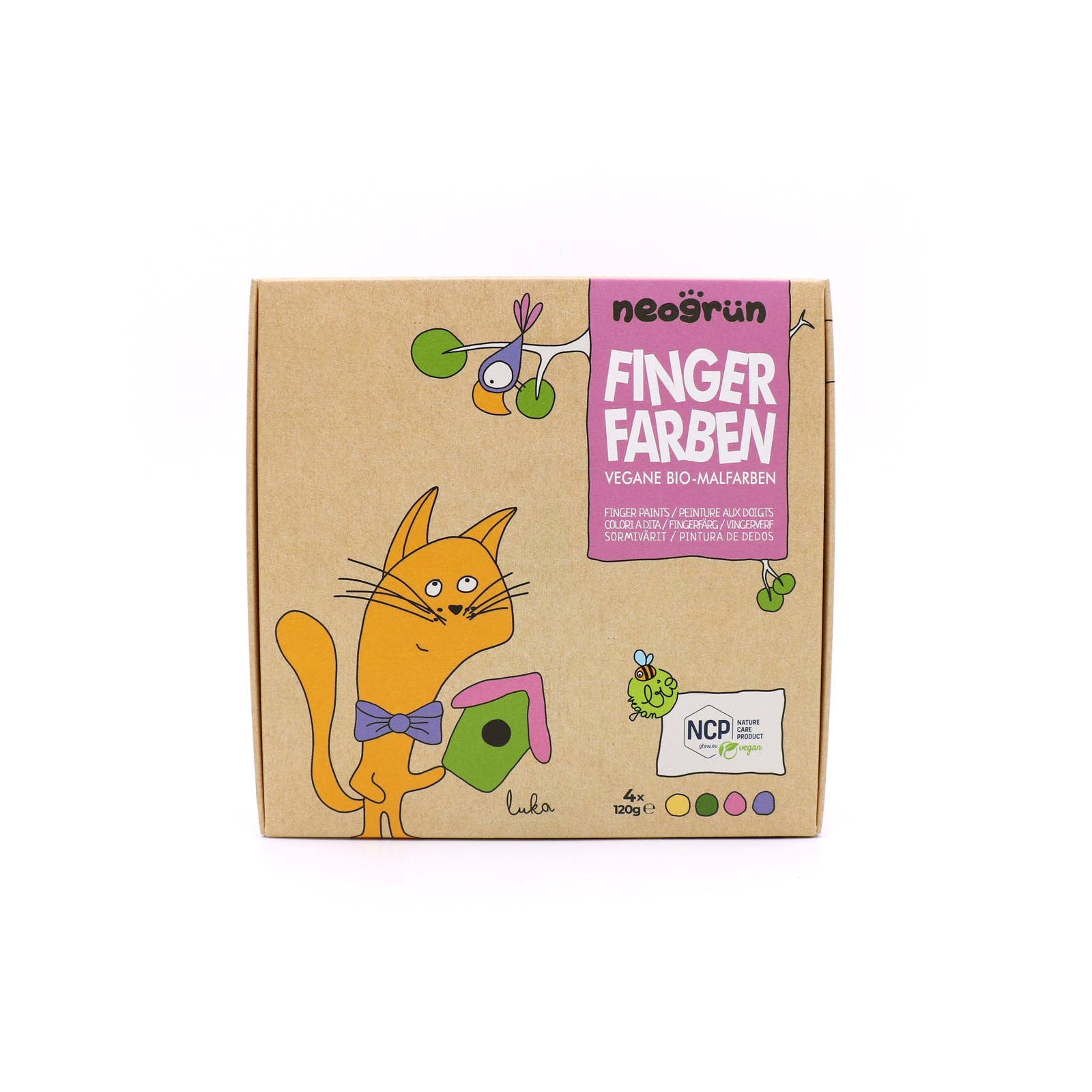 Bio-Fingerfarben vegan 4er Set "Luka" NEOGRÜN      NATURKINDCHEN