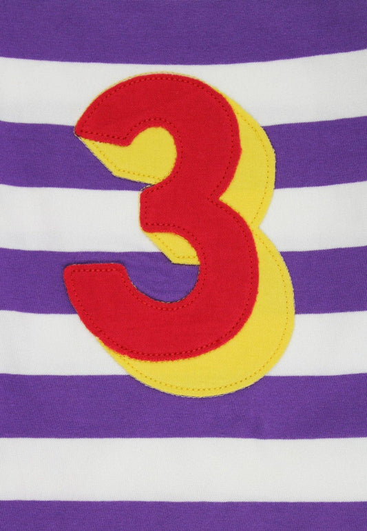 Bio-Langarmshirt mit drei Applikationen und lila Streifen: 3-4 Jahre//104 cm Toby Tiger GmbH      NATURKINDCHEN