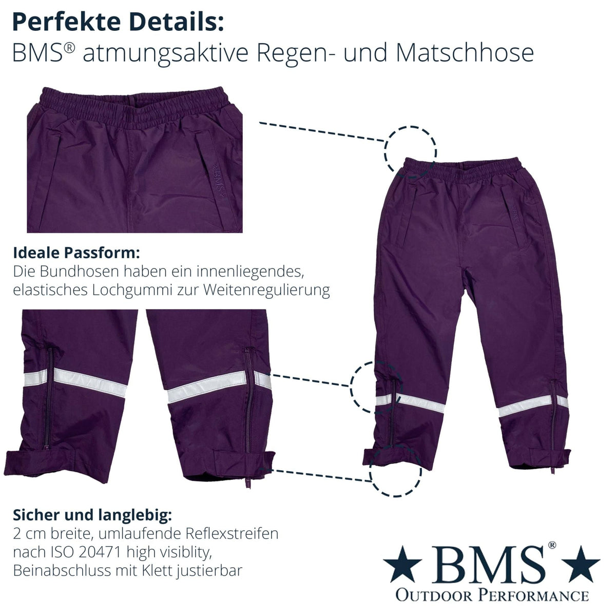 BMS Regenhose Räuberwald Pro atmungsaktiv Lila BMS      NATURKINDCHEN