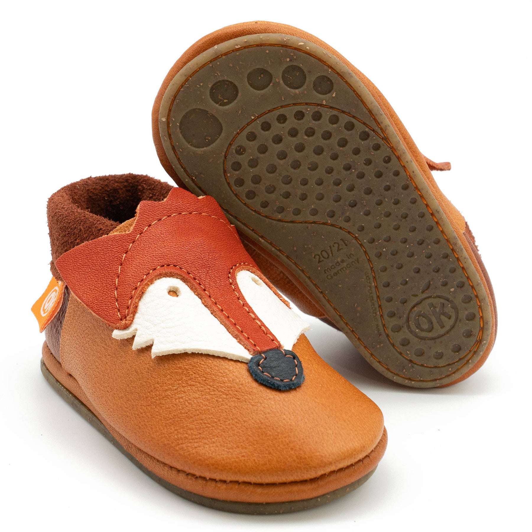 Barfußschuhe AMIGO Motiv Fuchs: Hellbraun / 28/29 Orangenkinder®      NATURKINDCHEN