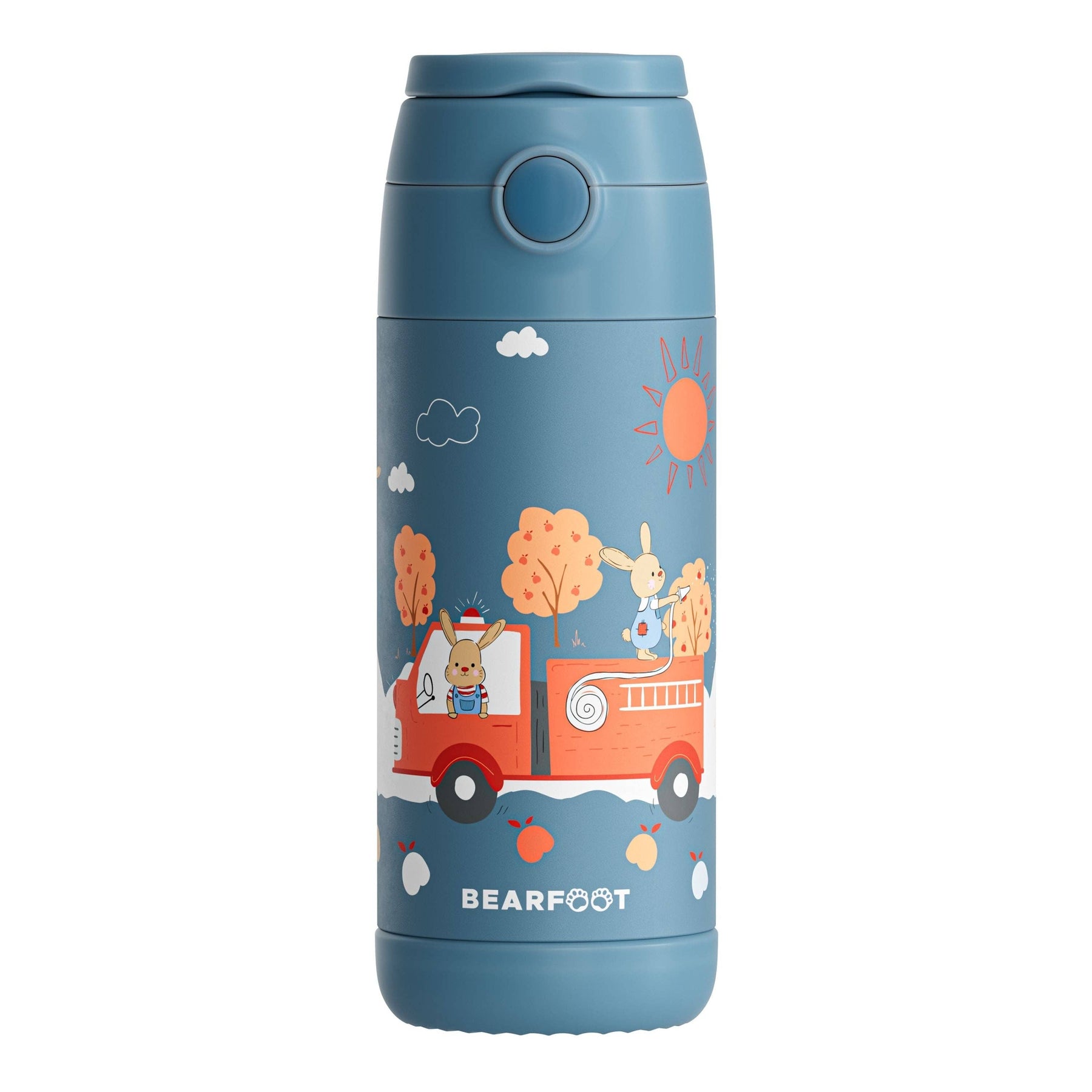Thermo Kinder Trinkflasche Edelstahl - Feuerwehr Hase blau BEARFOOT      NATURKINDCHEN