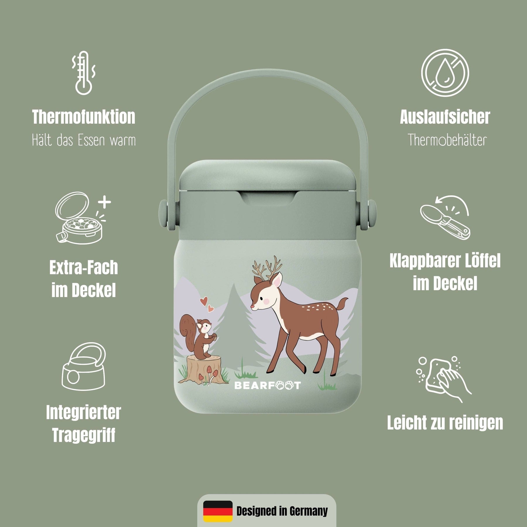 Thermobehälter Kinder Edelstahl - Reh Sabei BEARFOOT      NATURKINDCHEN