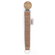 Schnullerclip - Latté - Bio-Baumwolle - Silikonring: 2 x 17 cm Saga Copenhagen      NATURKINDCHEN