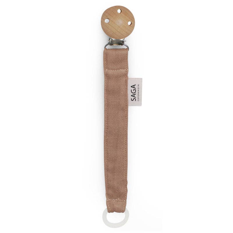 Schnullerclip - Latté - Bio-Baumwolle - Silikonring: 2 x 17 cm Saga Copenhagen      NATURKINDCHEN
