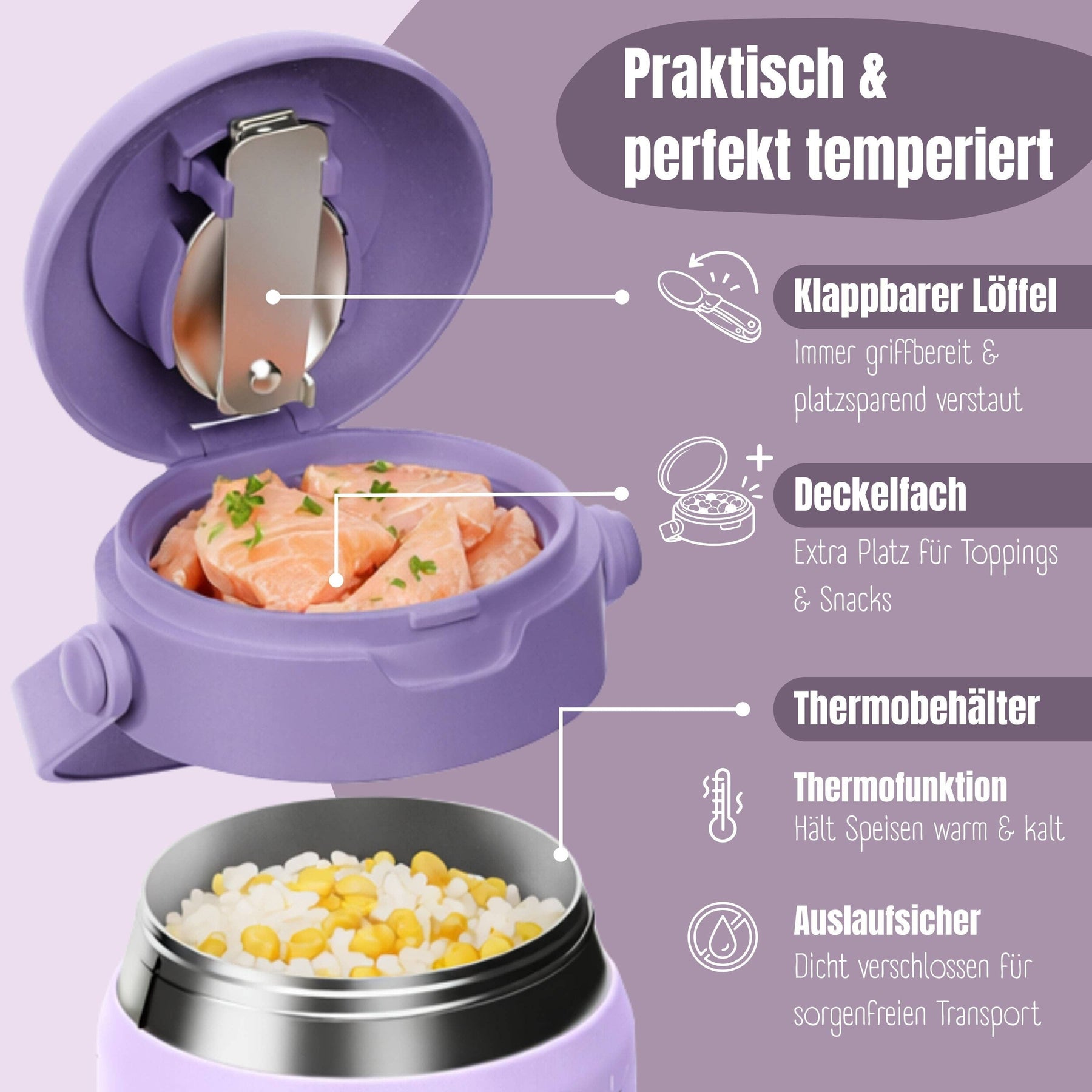 Thermobehälter Kinder Edelstahl - Meerjungfrau lila BEARFOOT      NATURKINDCHEN