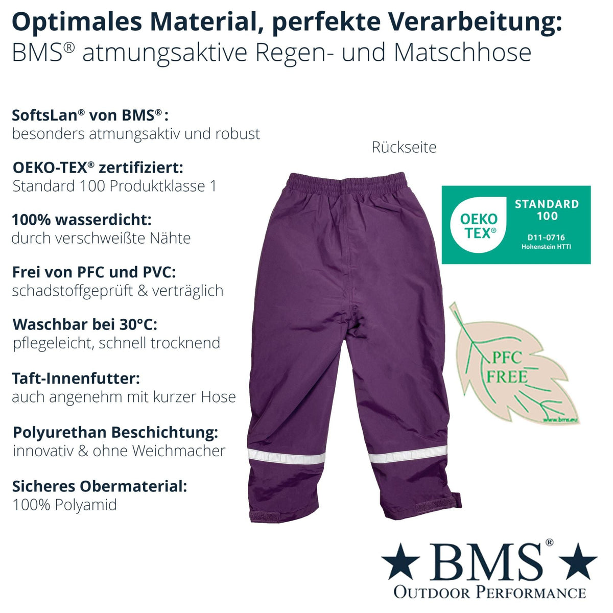 BMS Regenhose Räuberwald Pro atmungsaktiv Lila BMS      NATURKINDCHEN
