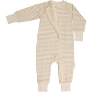 Pyjama mit 2‑Wege‑Reißverschluss Bambu Classic Weiß/Beige: 50/56 Geggamoja      NATURKINDCHEN