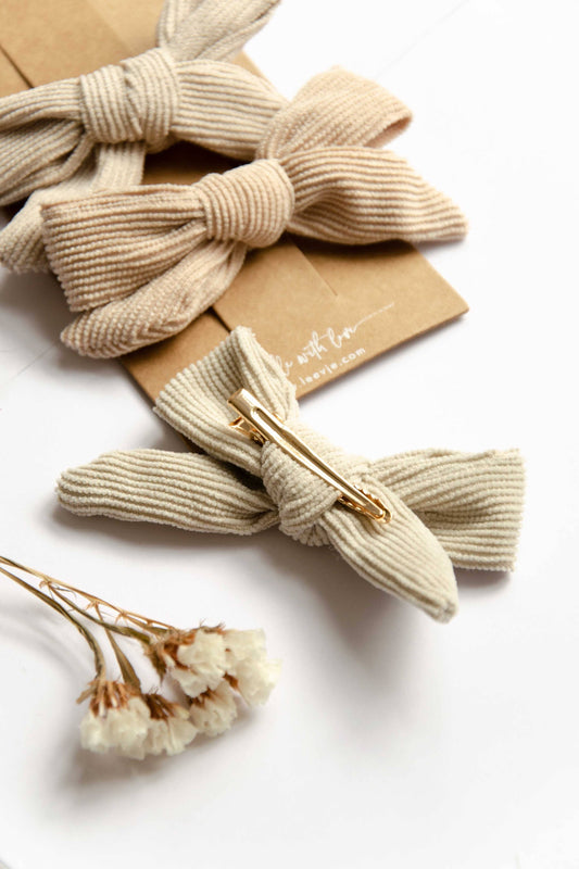 Haarspangen 'Corduroy Bows Trio' Leevje      NATURKINDCHEN