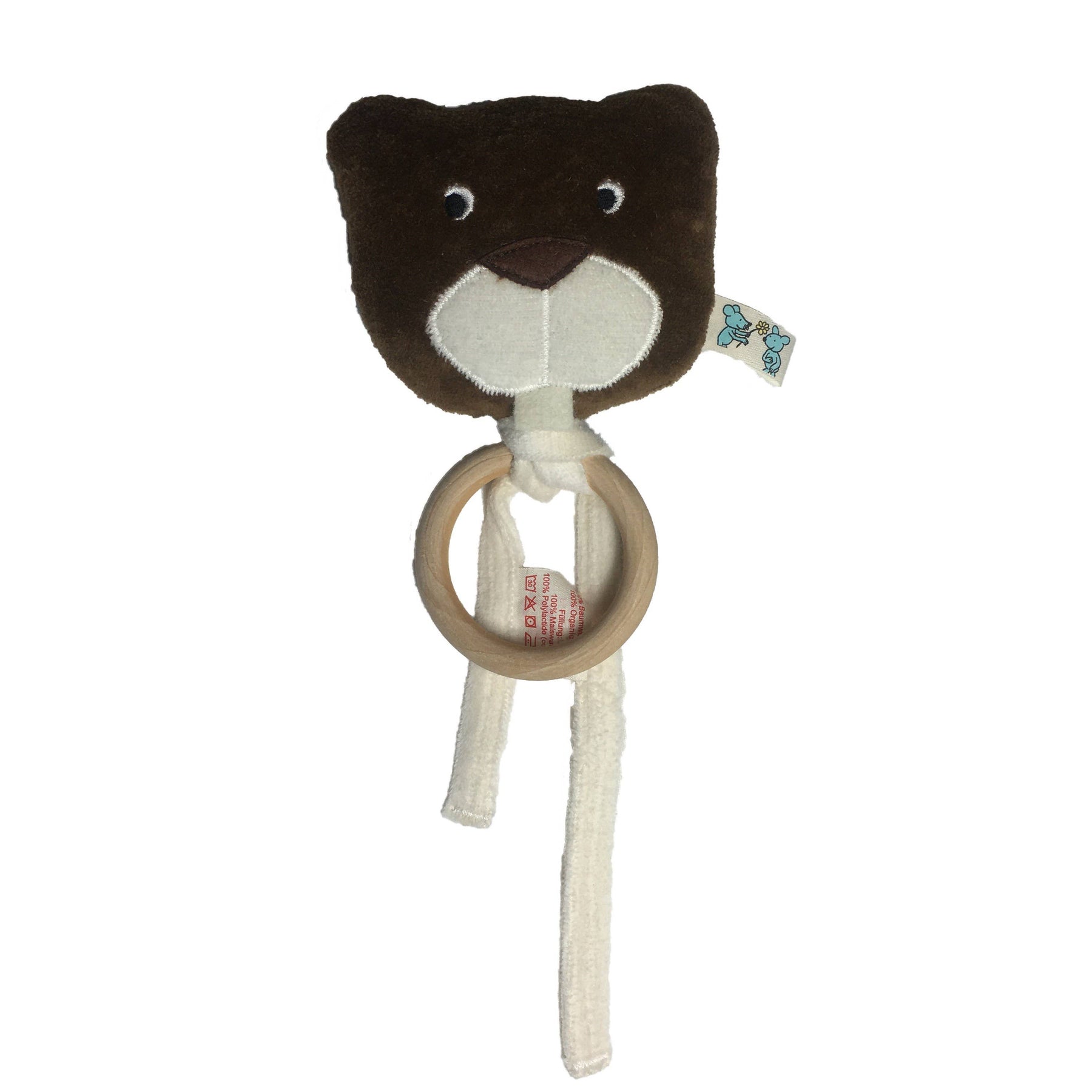 Bio Öko Kinder Mini Rassel "Biber" Mit Naturholz Beissring Pat & Patty      NATURKINDCHEN