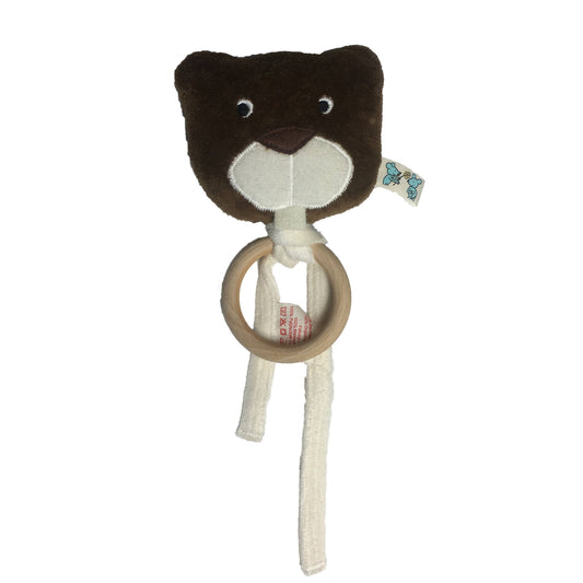 Bio Öko Kinder Mini Rassel "Biber" Mit Naturholz Beissring Pat & Patty      NATURKINDCHEN
