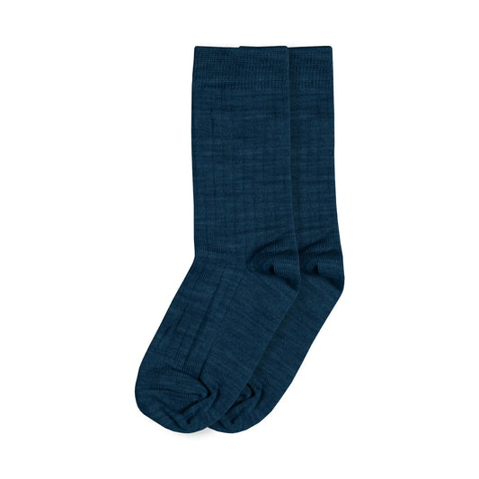 Gerippte Rundsocken aus Merinowolle für Kinder: Blau / 6-8J - NATURKINDCHEN