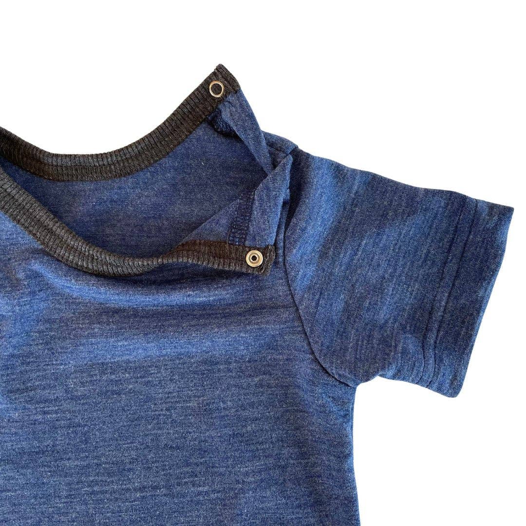 Body royal blau kurzarm, Merinowolle & Seide (bio/GOTS): 86-92 Glückskind      NATURKINDCHEN
