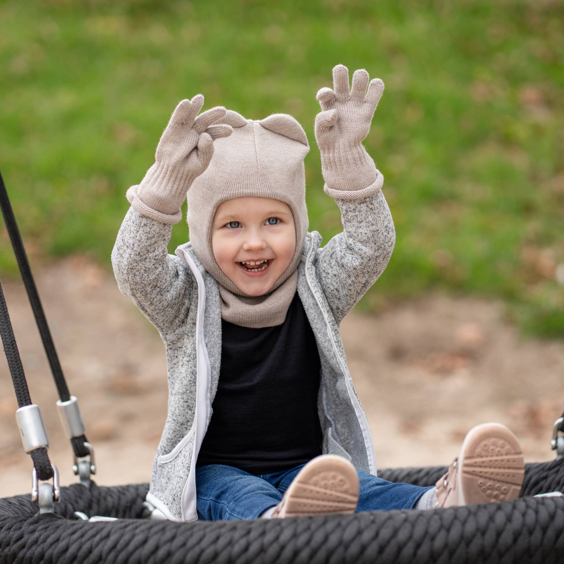 Strickhandschuhe aus Merinowolle für Kinder: Dunkelblau / 1-3J menique      NATURKINDCHEN