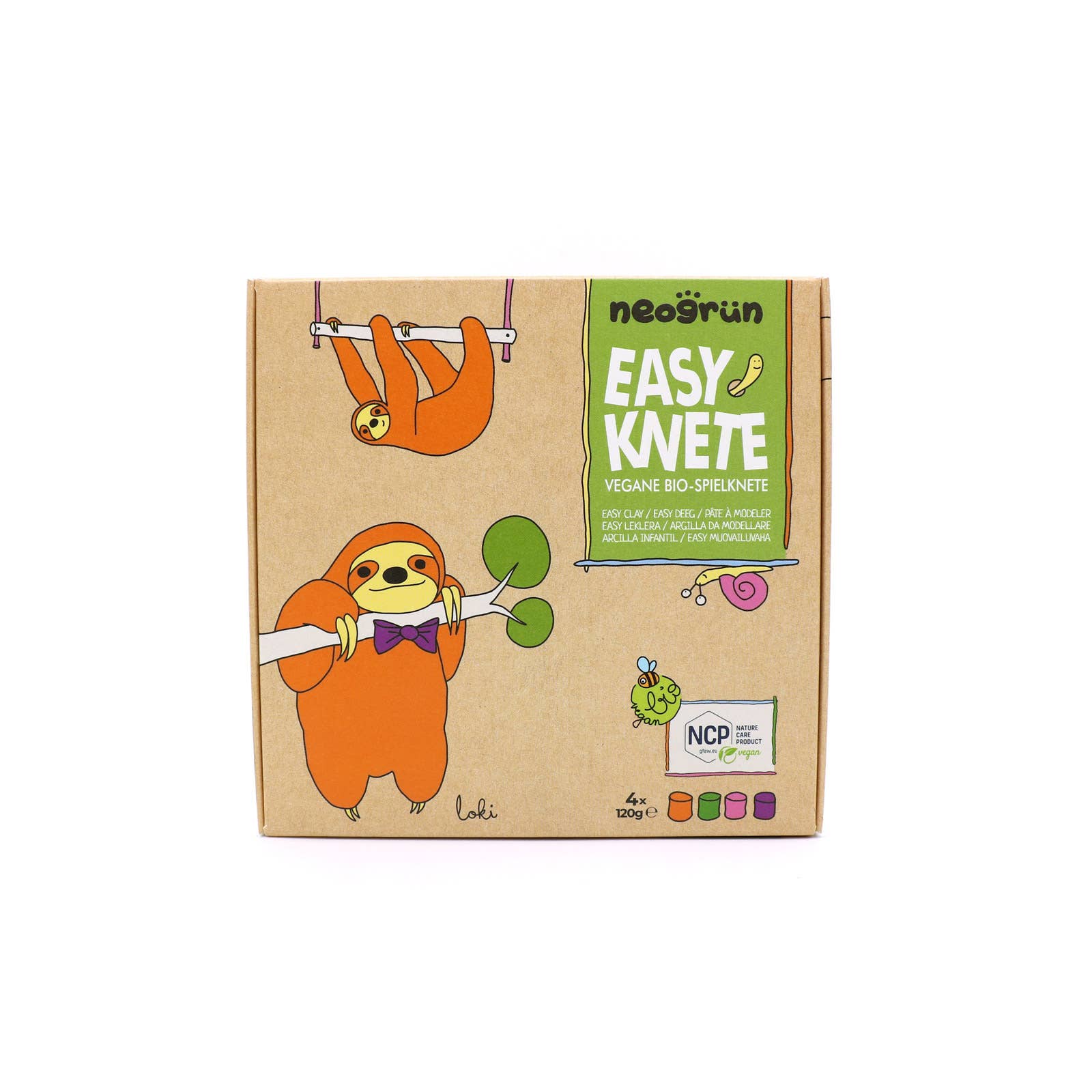 Bio-Easy-Knete vegan 4er Set "Loki" NEOGRÜN      NATURKINDCHEN