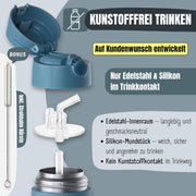 Thermo Kinder Trinkflasche Edelstahl - Feuerwehr Hase blau BEARFOOT      NATURKINDCHEN