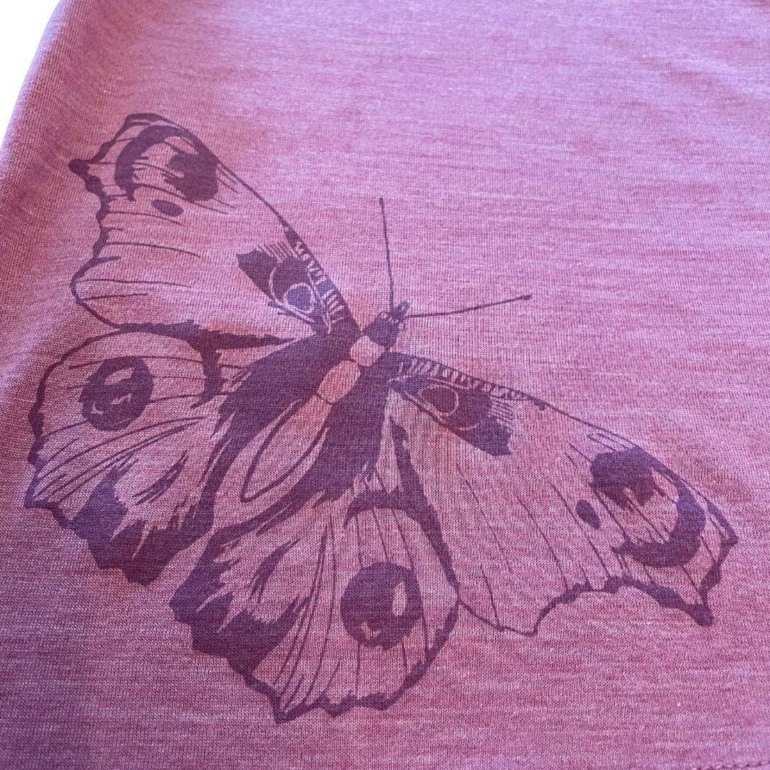 Shirt rosé Schmetterling, Merinowolle & Seide (bio/GOTS): 122-128 Glückskind