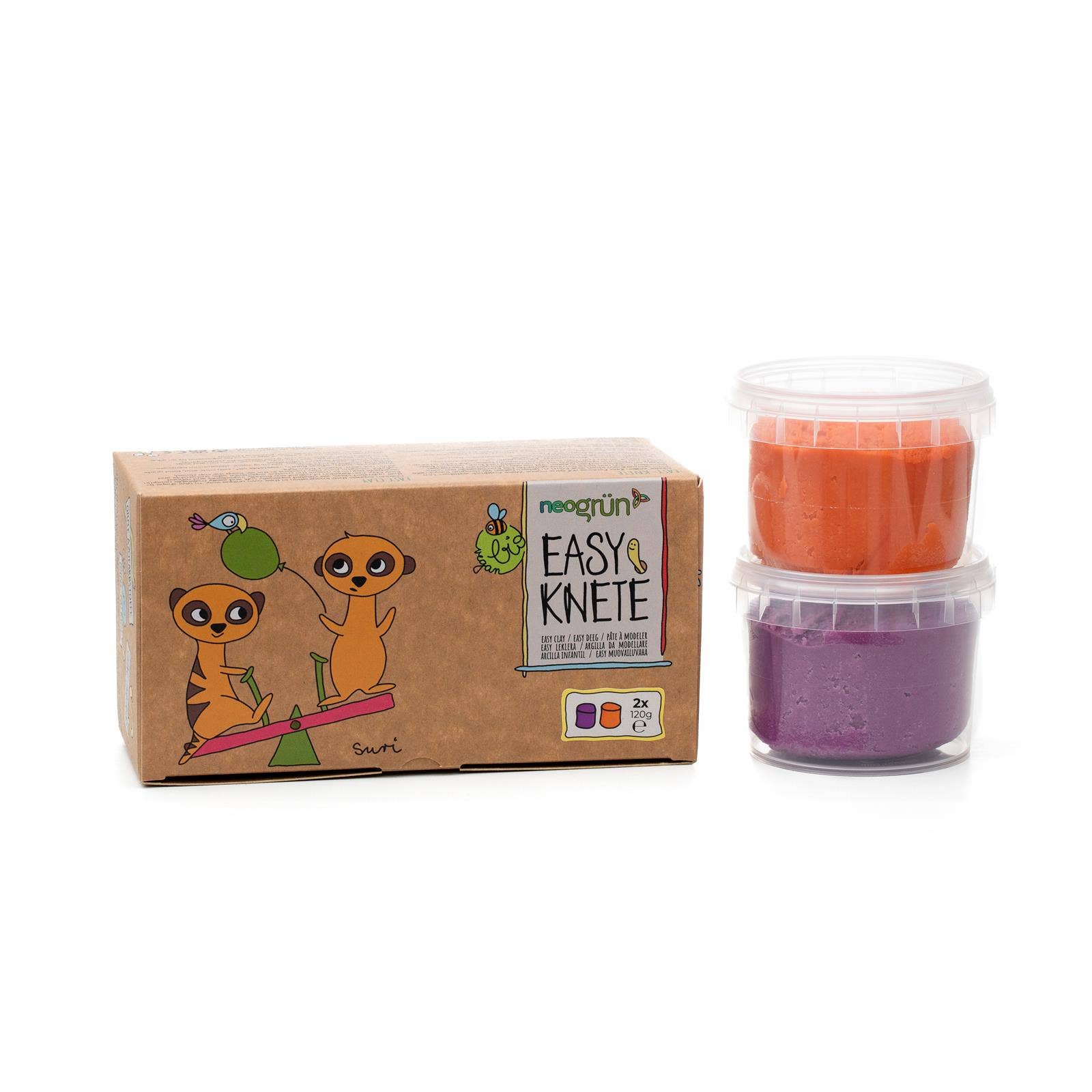 Bio-Easy-Knete vegan 2er Set "Suri" orange/violett NEOGRÜN      NATURKINDCHEN