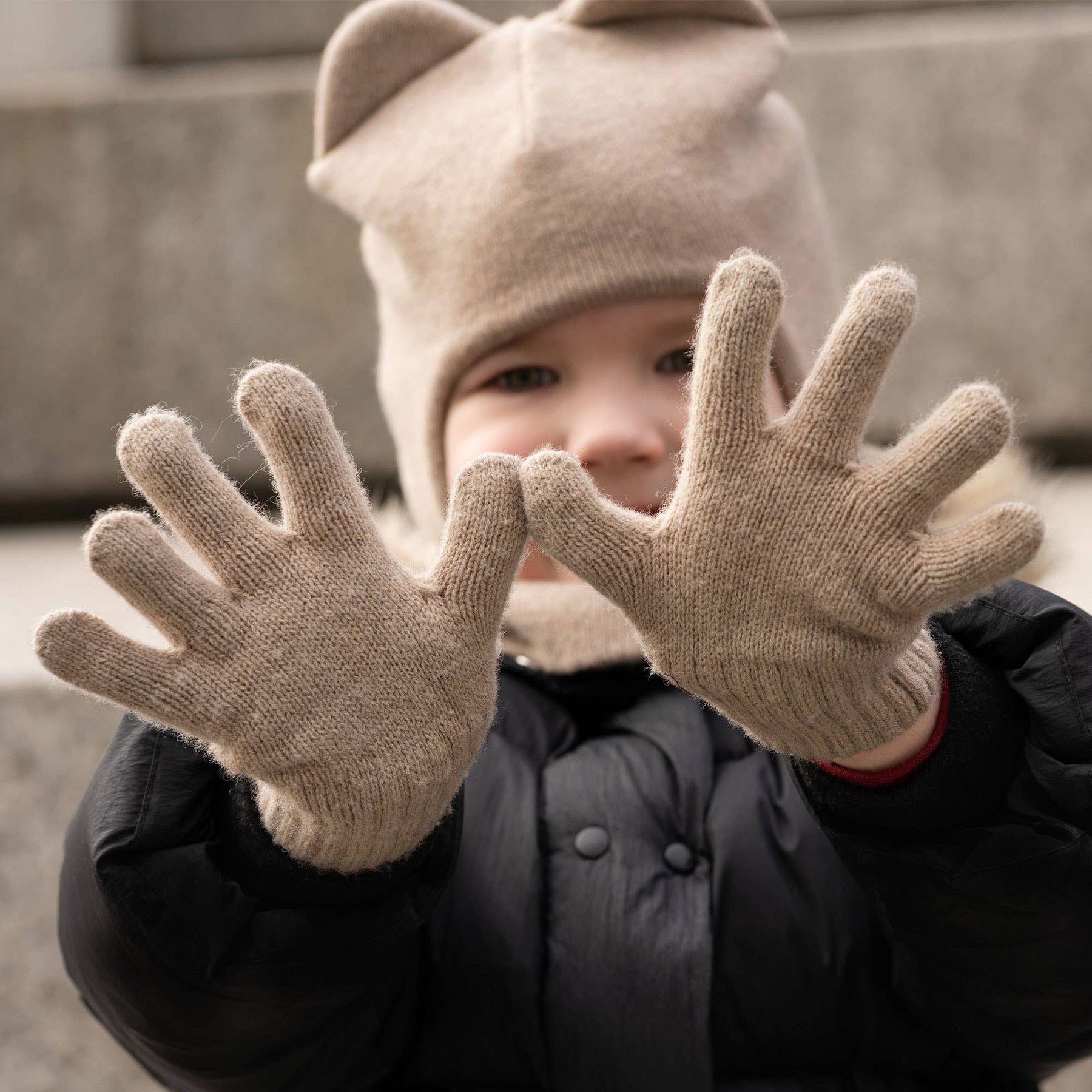 Strickhandschuhe aus Merinowolle und Cashmere für Kinder: Staubig rosa / 1 - 3 Jahre menique      NATURKINDCHEN