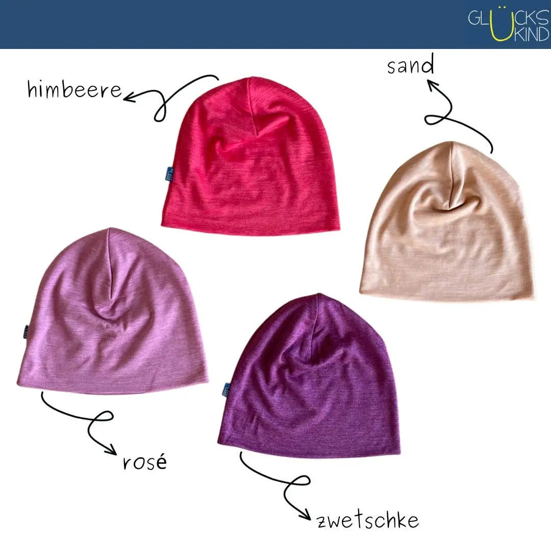 Haube rose, Merinowolle & Seide (bio/GOTS): XL (bis KU 54cm) Glückskind