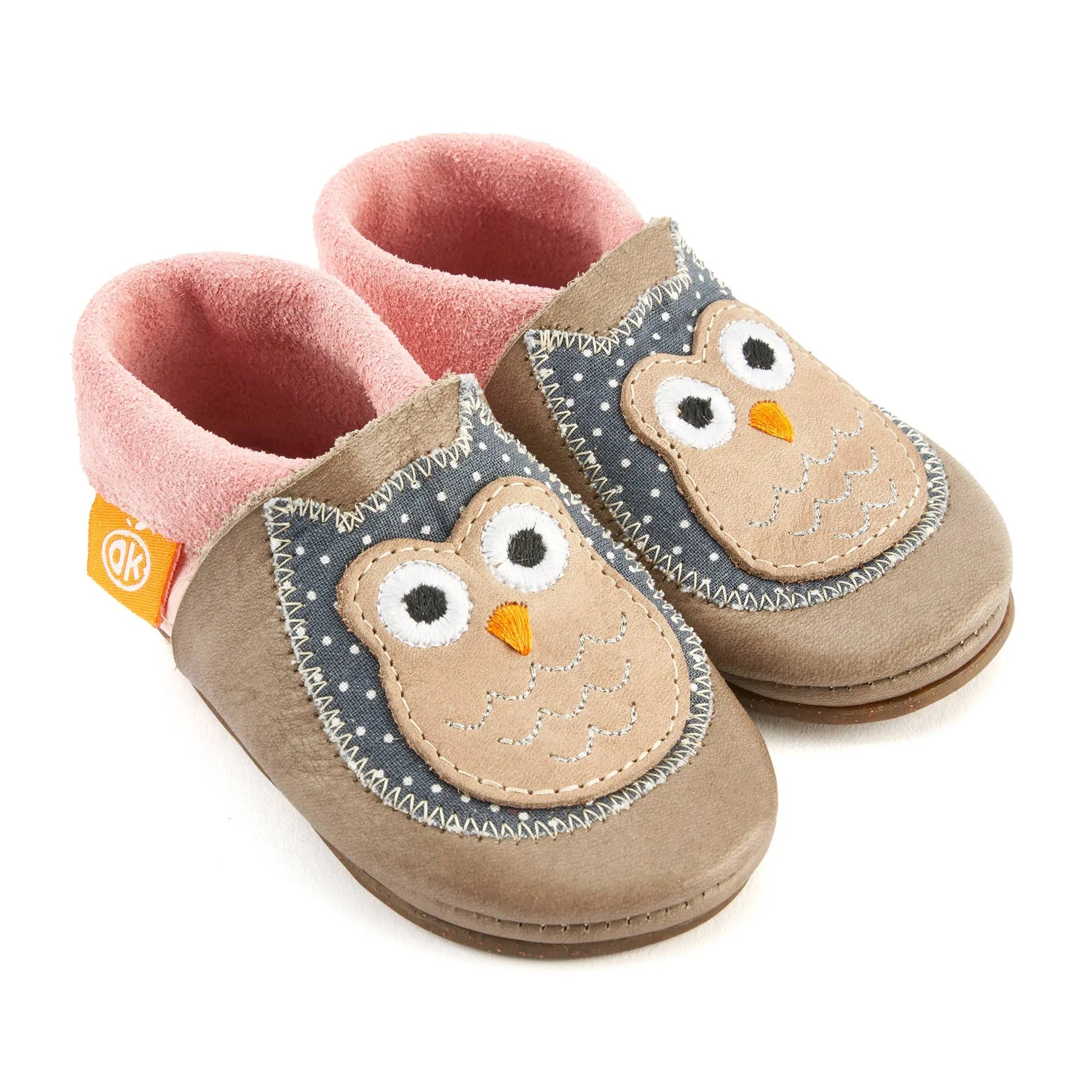 Barfußschuhe AMIGO Motiv Eule: Beige / 26/27 Orangenkinder®      NATURKINDCHEN