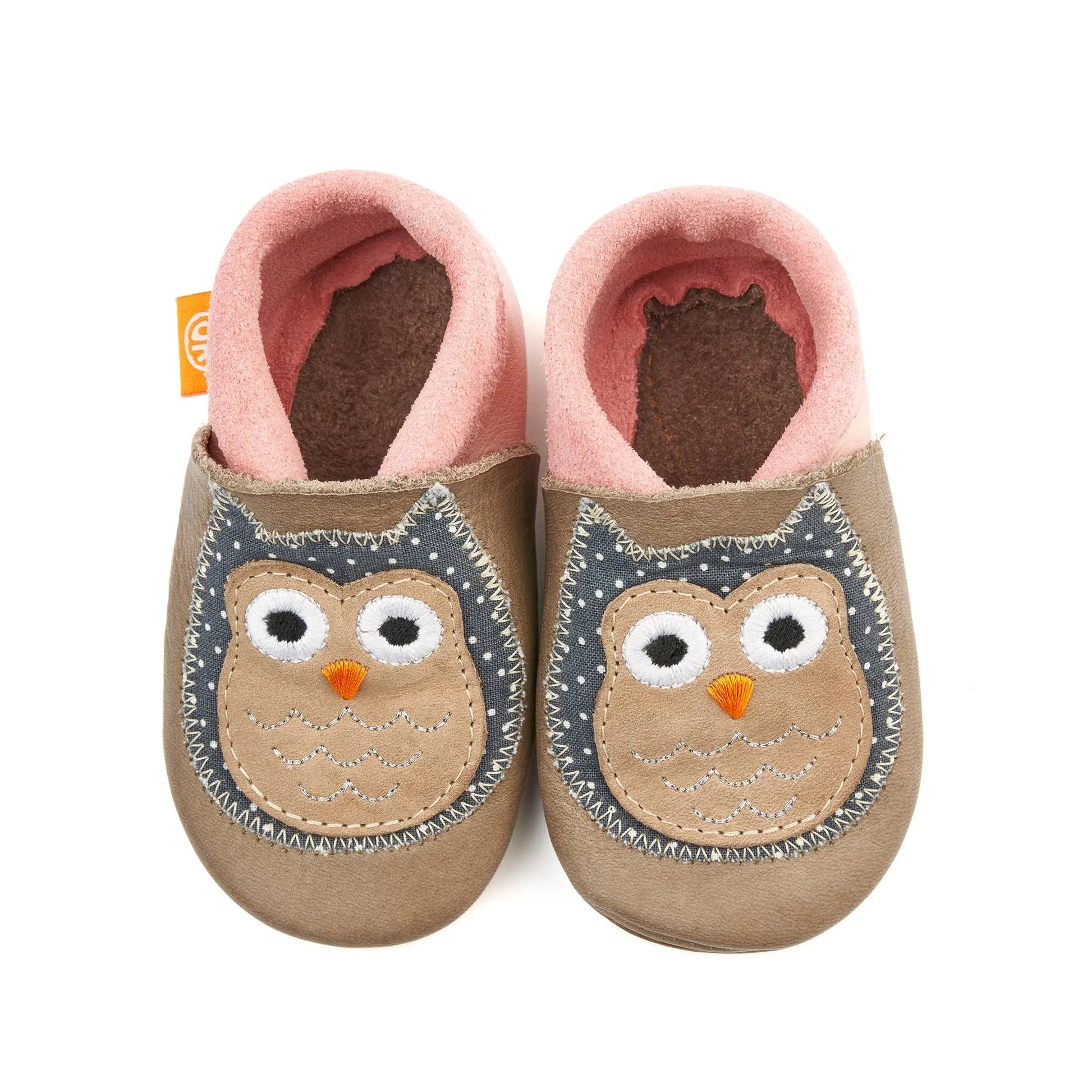 Barfußschuhe AMIGO Motiv Eule: Beige / 26/27 Orangenkinder®      NATURKINDCHEN