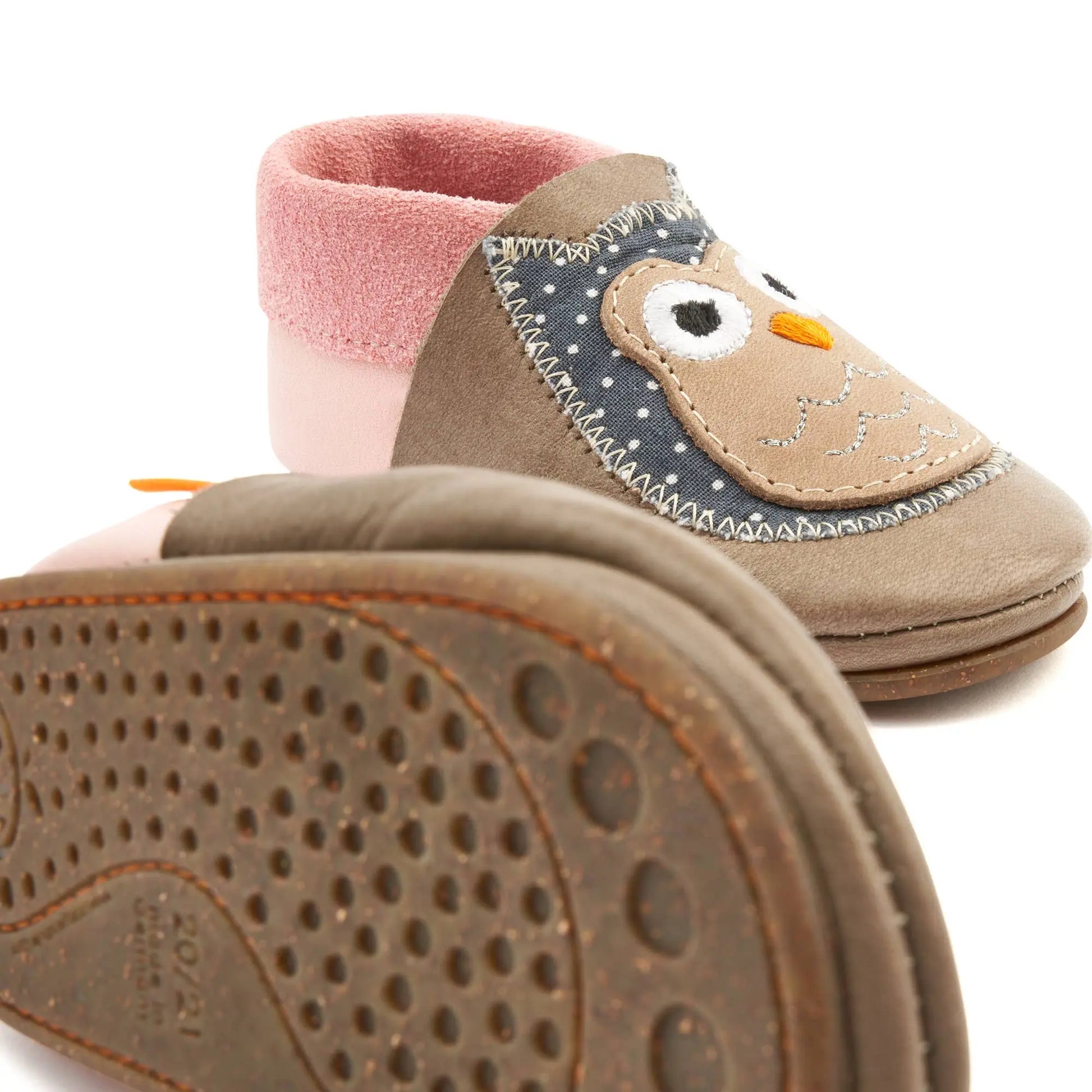 Barfußschuhe AMIGO Motiv Eule: Beige / 26/27 Orangenkinder®      NATURKINDCHEN
