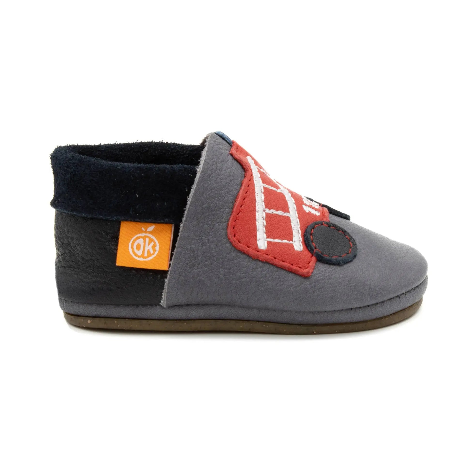 Barfußschuhe AMIGO Motiv Feuerwehr: Grau / 28/29 Orangenkinder®      NATURKINDCHEN