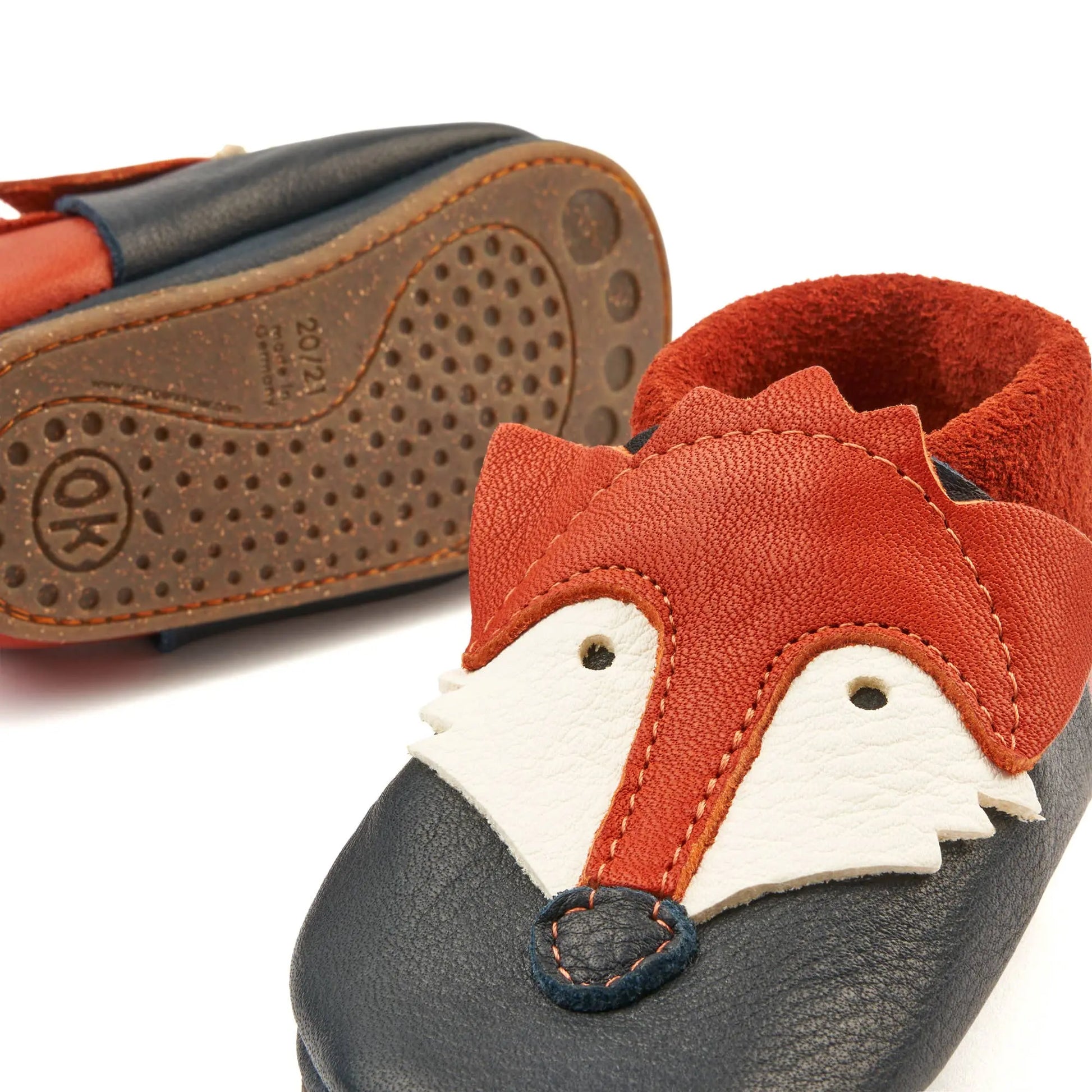 Barfußschuhe AMIGO Motiv Fuchs: Dark blue / 28/29 Orangenkinder®      NATURKINDCHEN