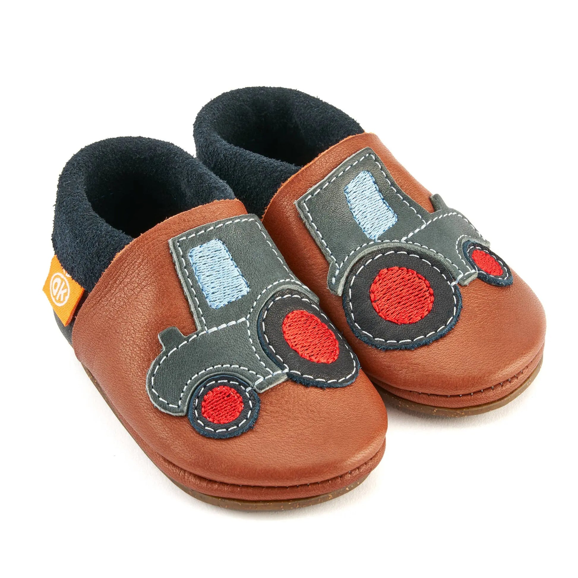 Barfußschuhe AMIGO Motiv Trecker: Brown / 32/33 Orangenkinder®      NATURKINDCHEN