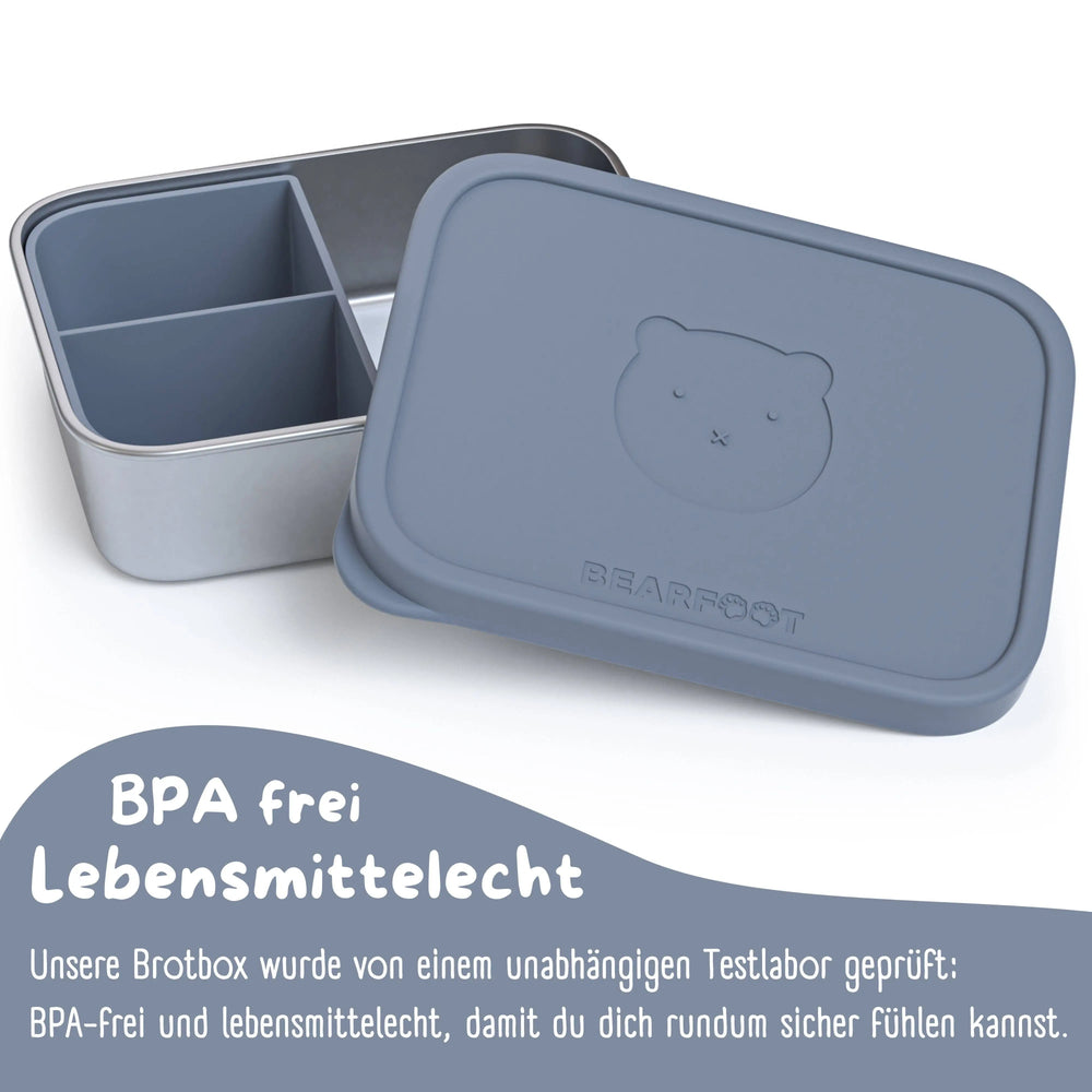 Brotdose Kinder Edelstahl mit Silikoneinsatz - Blau: 700ml