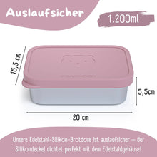 Brotdose Kinder Edelstahl mit Silikoneinsatz - Rosa: 700ml BEARFOOT      NATURKINDCHEN