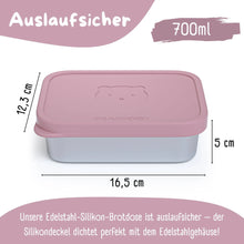 Brotdose Kinder Edelstahl mit Silikoneinsatz - Rosa: 700ml BEARFOOT      NATURKINDCHEN