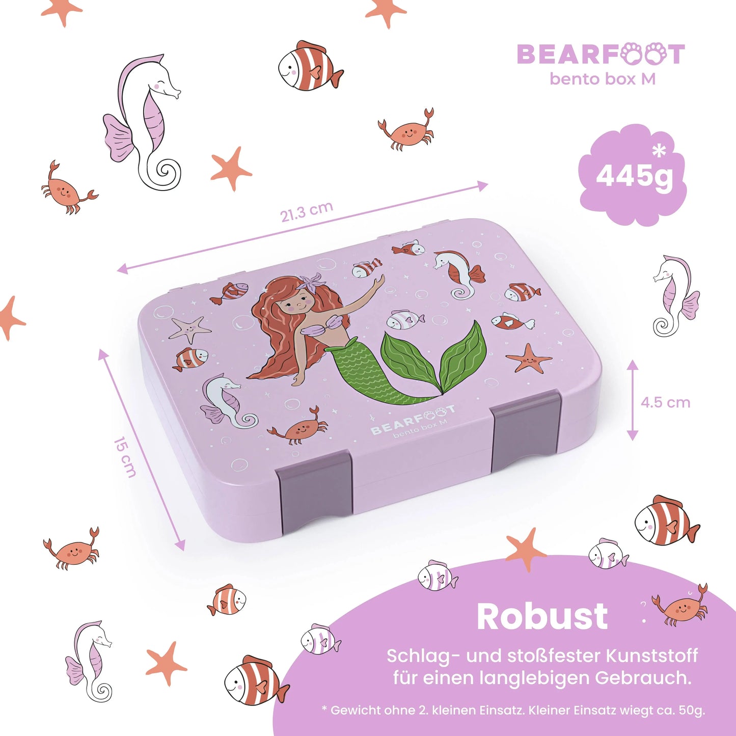 Brotdose Kinder mit Fächern, Lunchbox - Meerjungfrau BEARFOOT      NATURKINDCHEN
