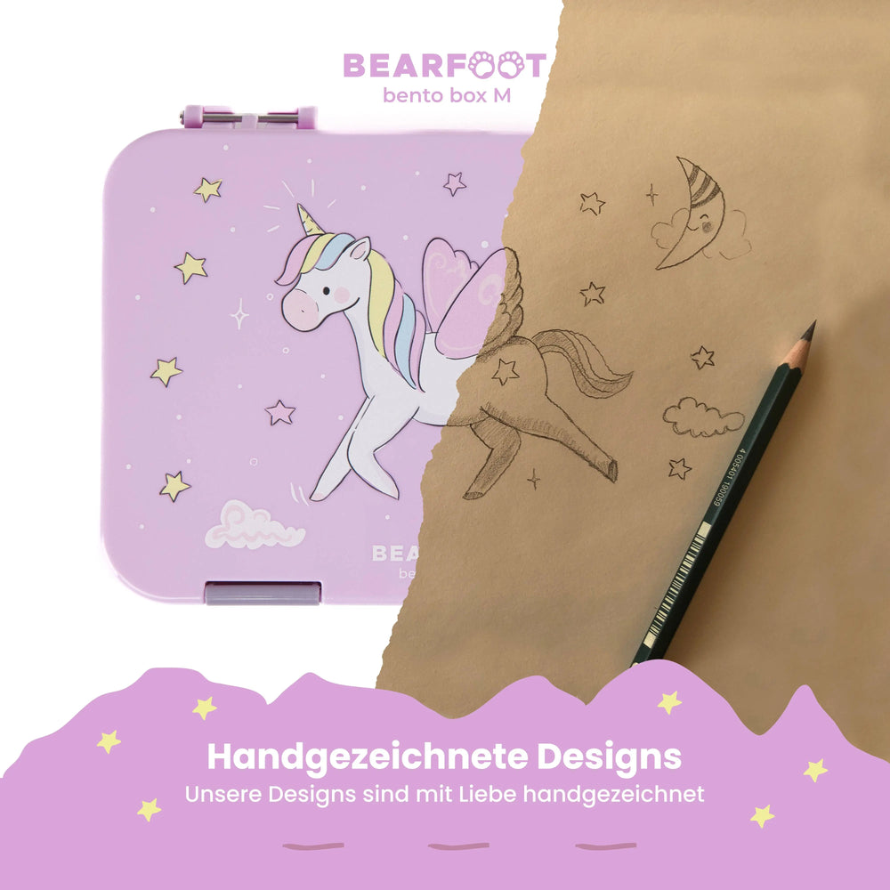 Brotdose Kinder mit Fächern, Lunchbox , Bento box - Einhorn
