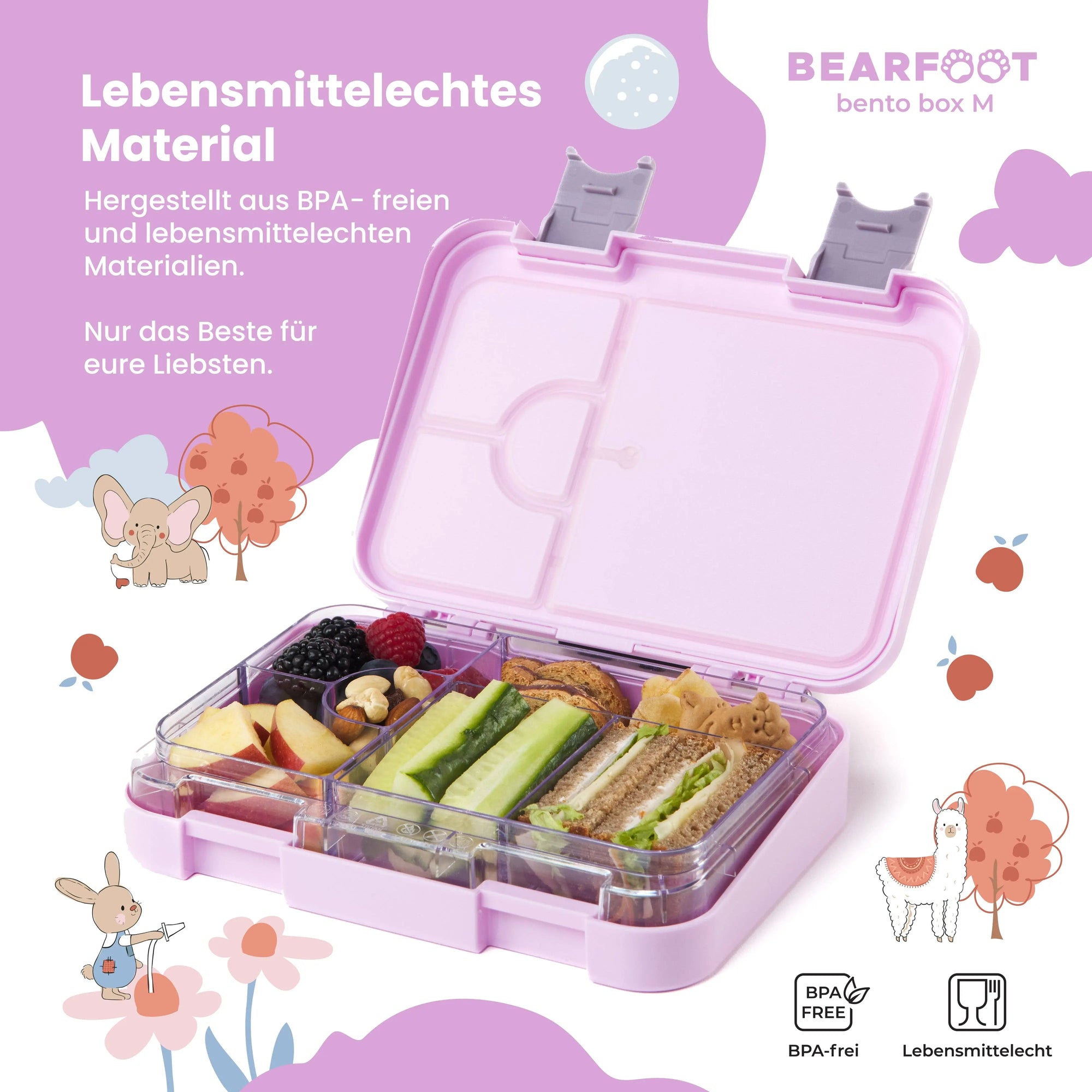 Brotdose Kinder mit Fächern, Lunchbox , Bento box - Einhorn BEARFOOT      NATURKINDCHEN