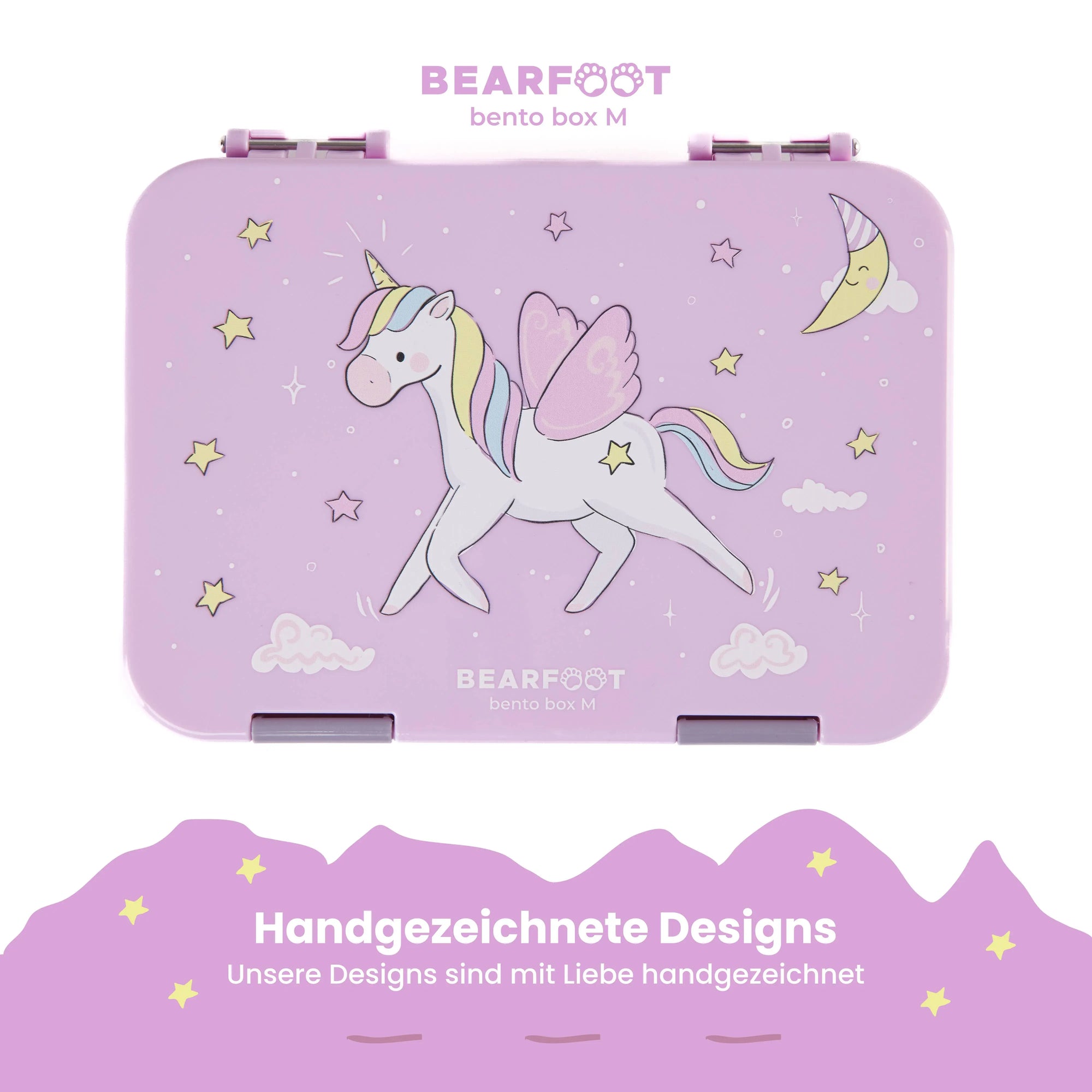 Brotdose Kinder mit Fächern, Lunchbox , Bento box - Einhorn BEARFOOT      NATURKINDCHEN
