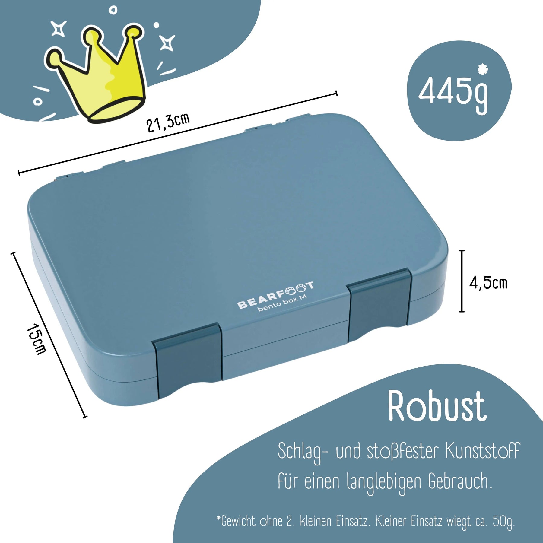 Brotdose Kinder mit Fächern, Lunchbox, Bento box - Blau BEARFOOT      NATURKINDCHEN